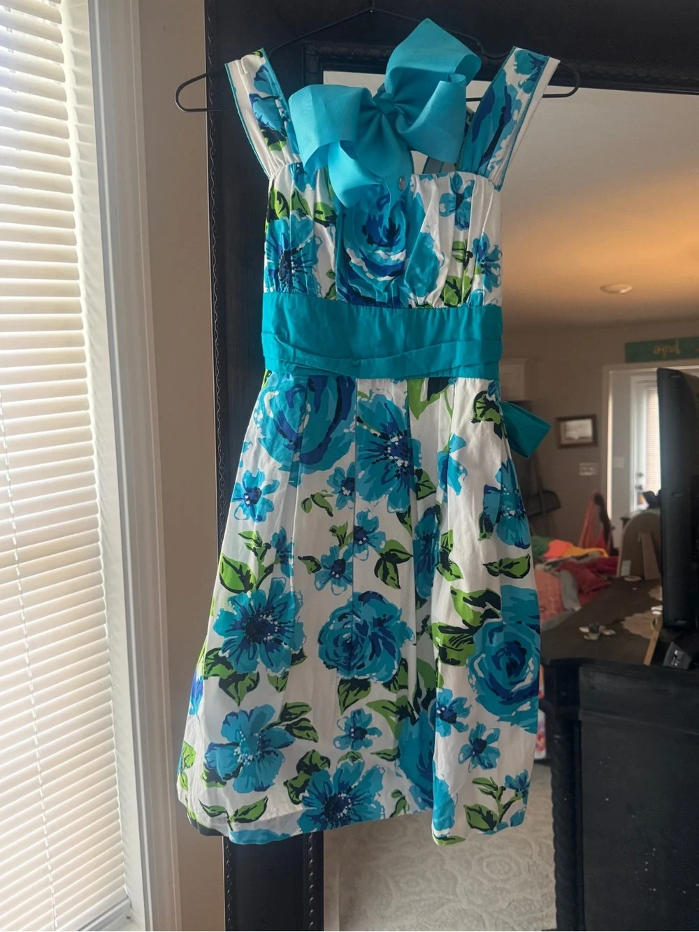 My Michelle Blue and White Floral Bow Sundress
